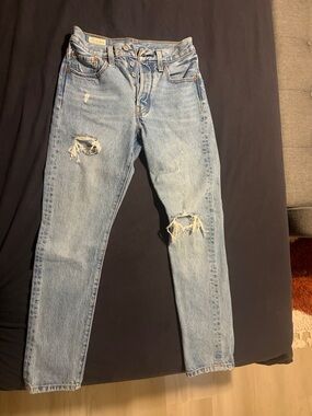 Levi's Light Blue Slim Straight Distressed Jeans